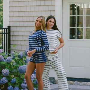 Parke Striped Long Sleeve Tee Maggie & Emma Long Sleeve Navy Blue